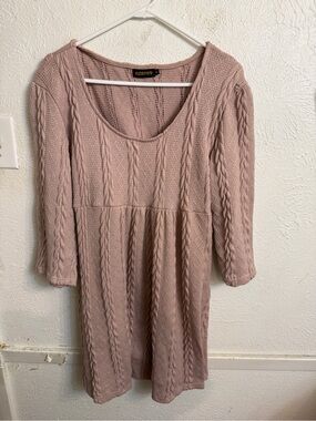Reborn Mauve Knit Cable-Detail Women's Dress